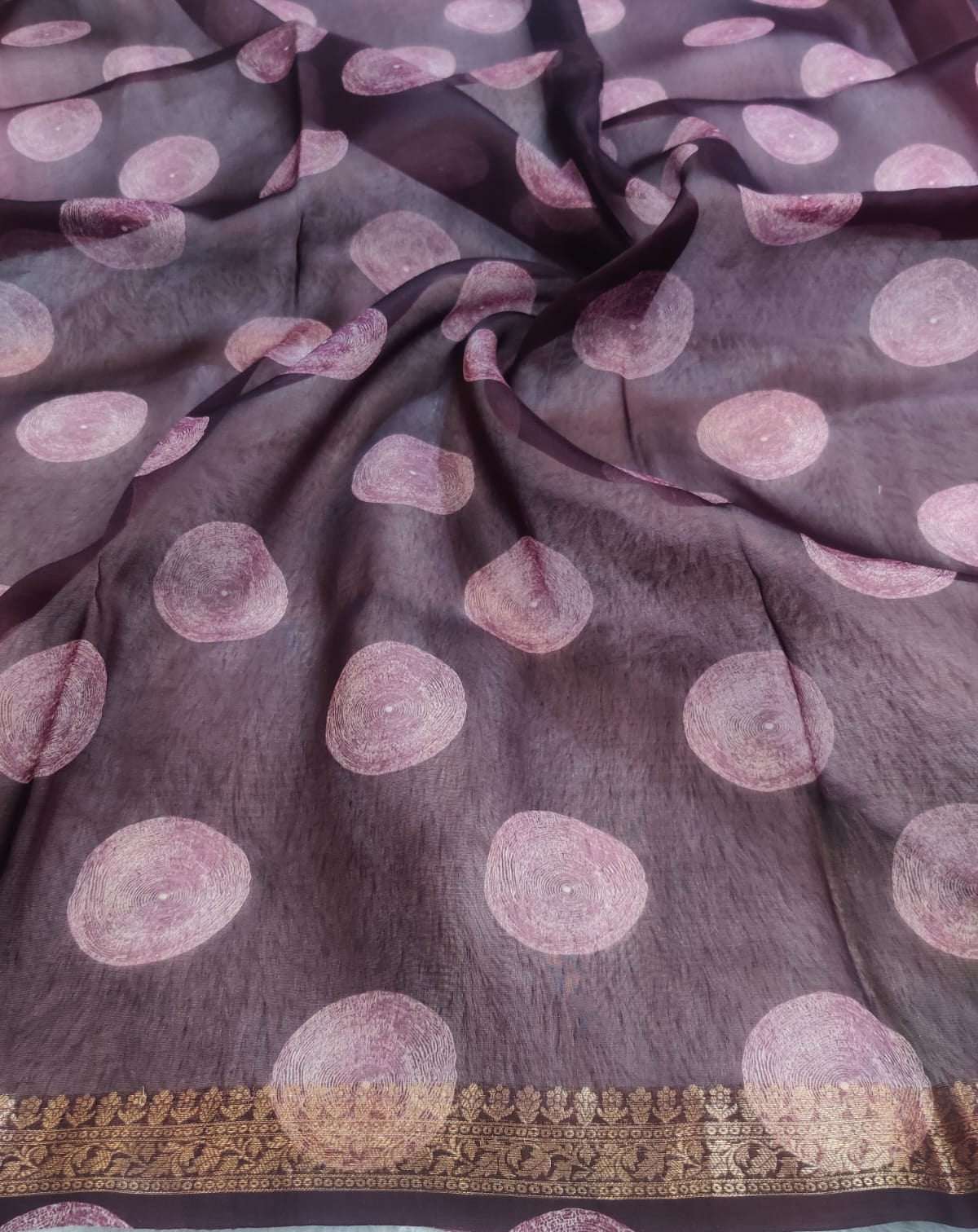 Banarasi Kora Organza Kadua Interlock Weaving Designer Saree – Deep Plum