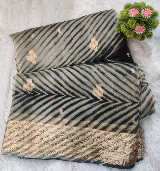 Banarasi Kora Organza Arashi Dyeing Kadua Interlock Weaving Designer Saree