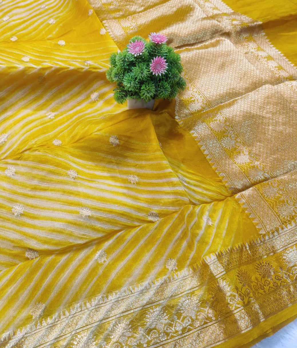 Banarasi Kora Organza Arashi Dyeing Kadua Interlock Weaving Designer Saree