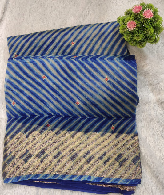 Banarasi Kora Organza Arashi Dyeing Kadua Interlock Weaving Designer Saree