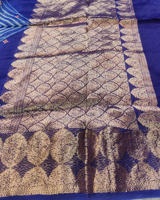 Banarasi Kora Organza Arashi Dyeing Kadua Interlock Weaving Designer Saree