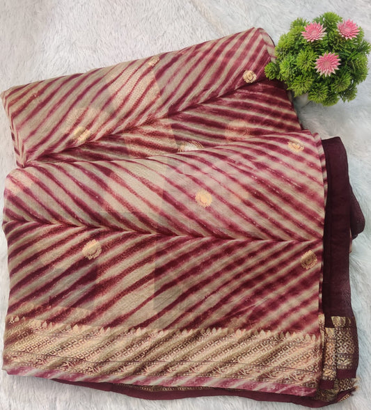 Banarasi Kora Organza Arashi Dyeing Kadua Interlock Weaving Designer Saree