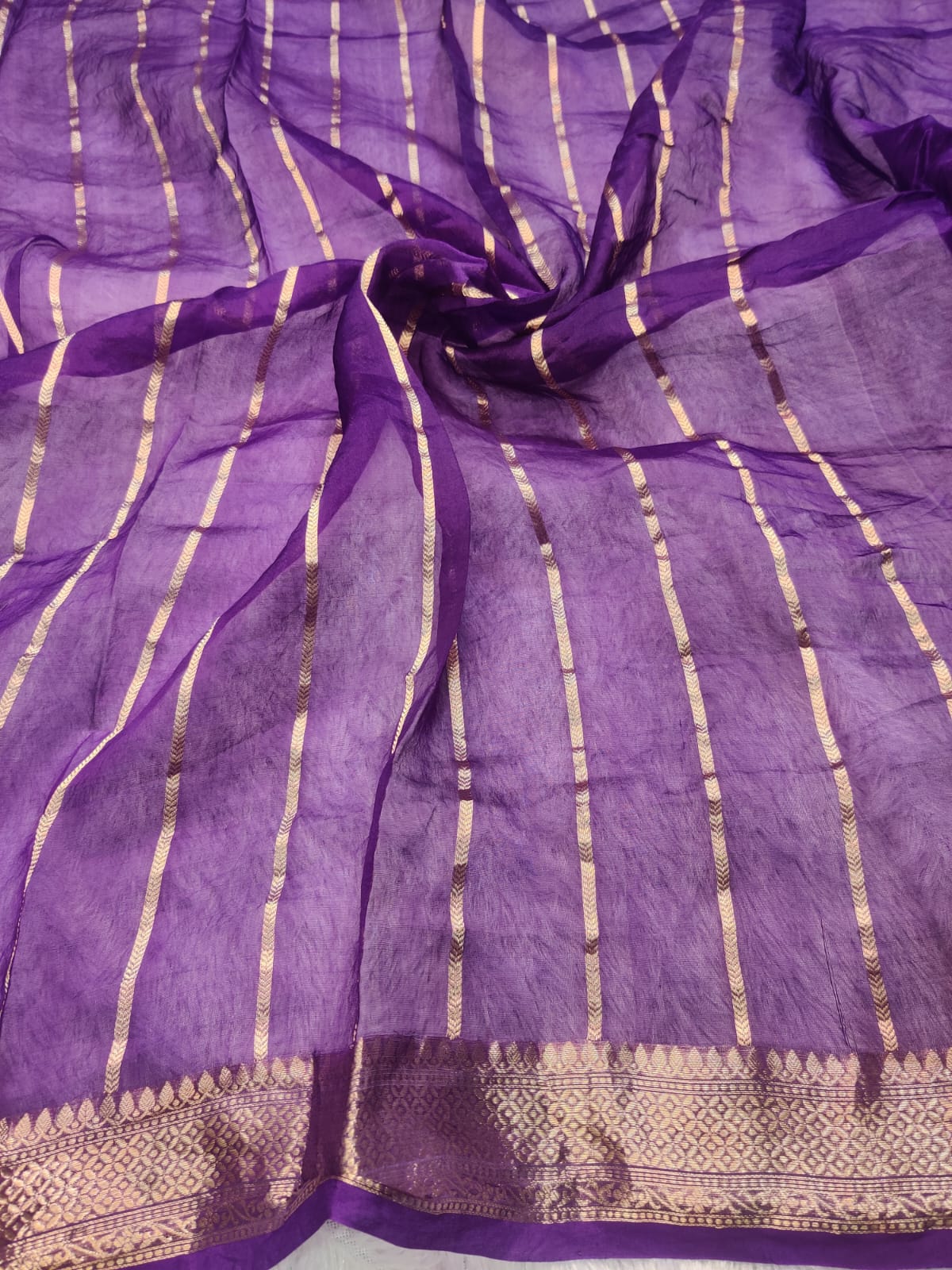 Banarasi Kora Organza Arashi Dyeing Kadua Interlock Weaving Designer Saree