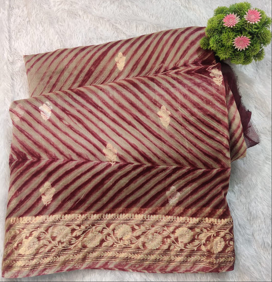 Banarasi Kora Organza Arashi Dyeing Kadua Interlock Weaving Designer Saree