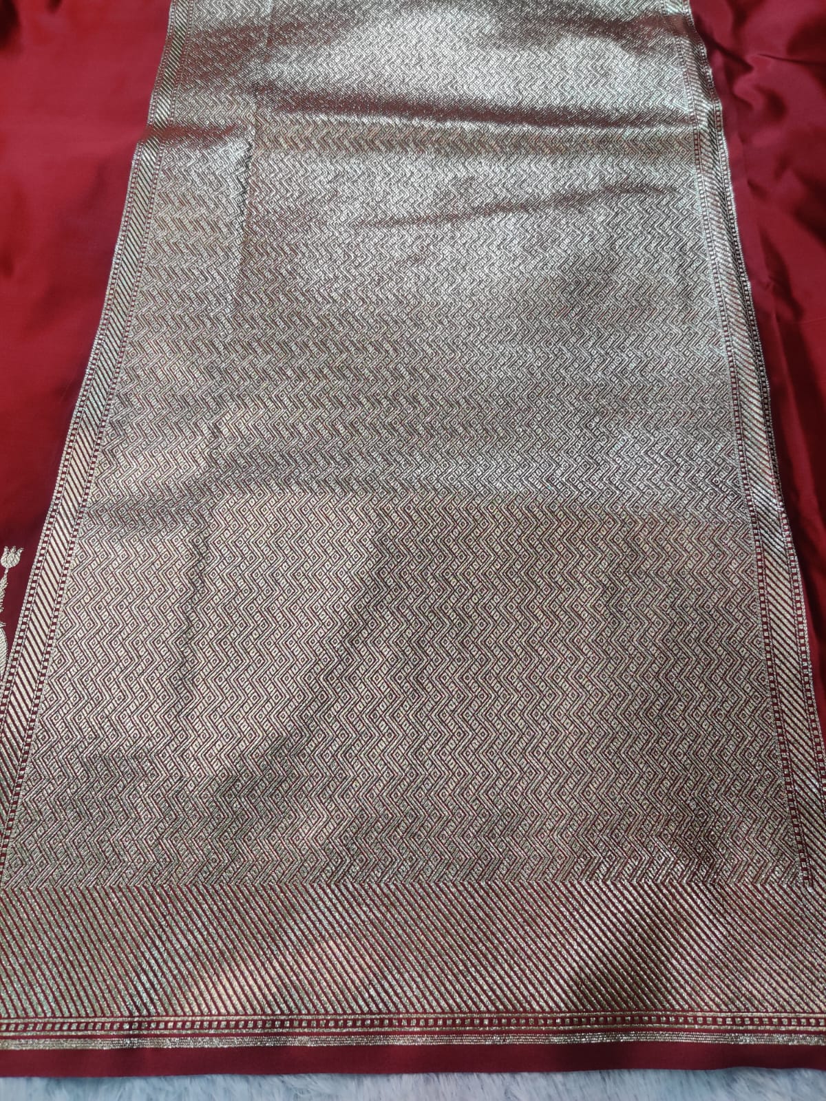Banarasi Mashroo Satin Katan Silk Designer Saree – Banaras Ghat Zari Weave