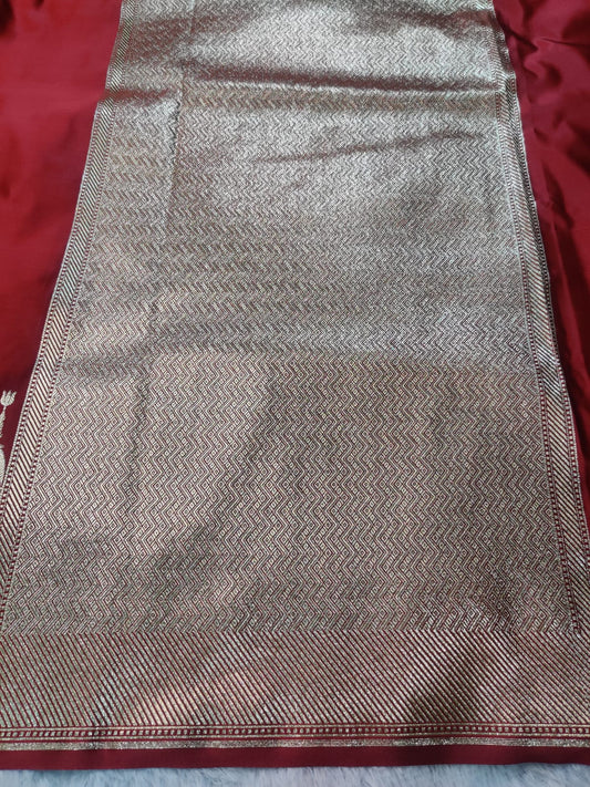 Banarasi Mashroo Satin Katan Silk Designer Saree – Banaras Ghat Zari Weave