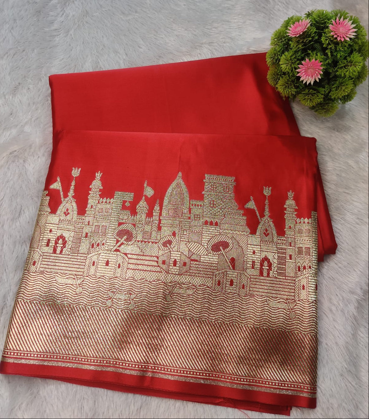 Mashru Satin Katan Silk Designer Banarasi Ghat Saree