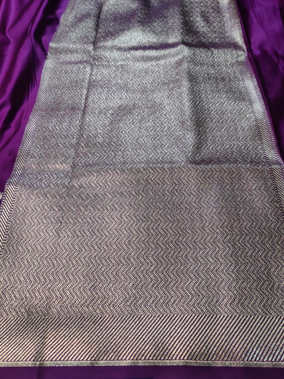 Mashroo Satin Katan Silk Designer Banarasi Ghat Saree – Royal Purple