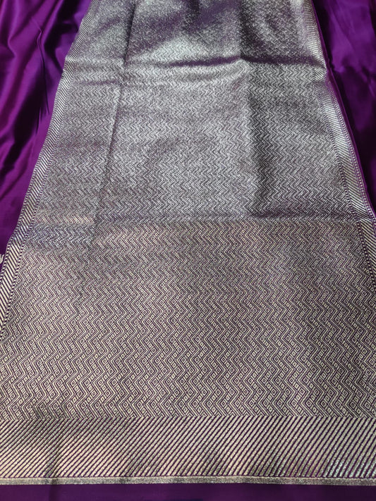 Mashroo Satin Katan Silk Designer Banarasi Ghat Saree – Royal Purple