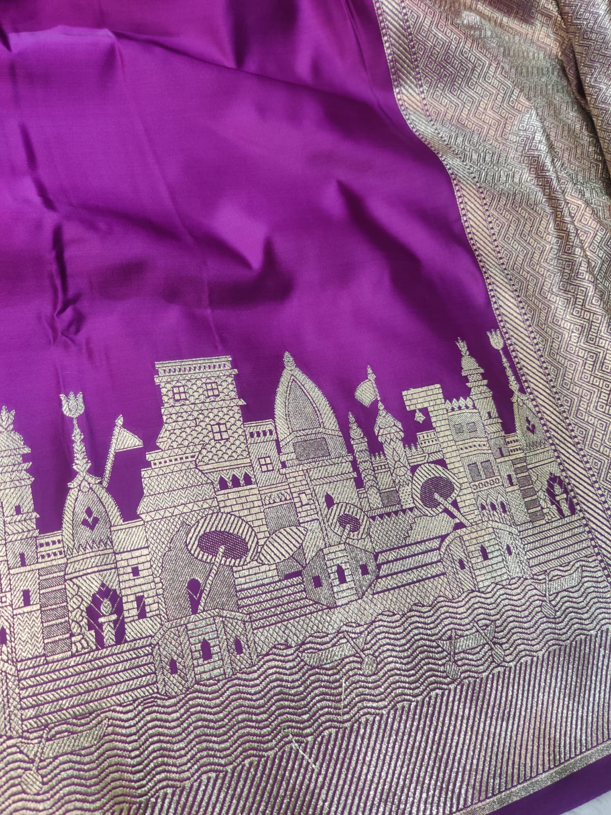 Mashroo Satin Katan Silk Designer Banarasi Ghat Saree – Royal Purple