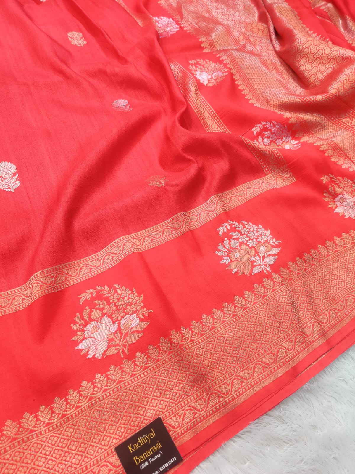 Banarasi Khaddi Tussar Silk Saree – Classic Zari Buti & Designer Border