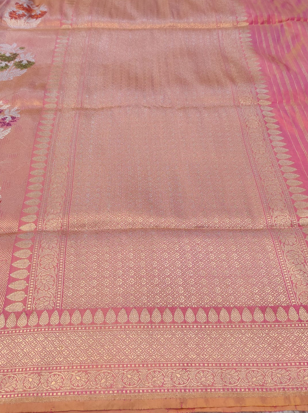 Banarasi Premium Katan Silk Handloom Kadua Jangla Saree with Multicolor Floral Meena