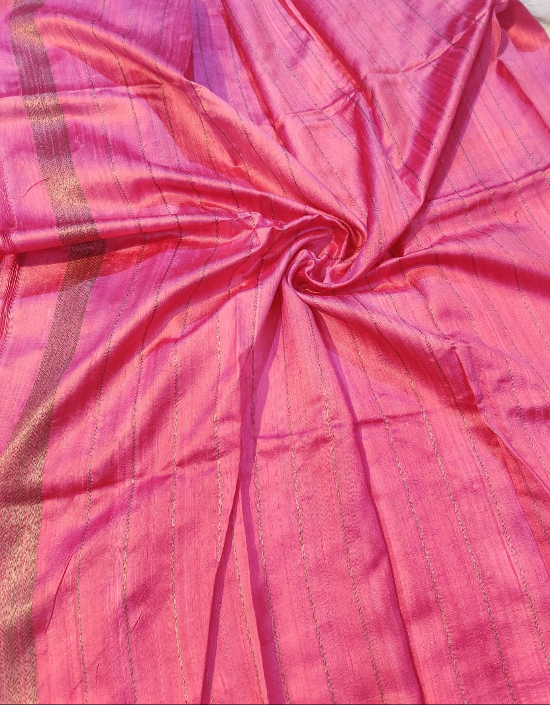 Banarasi 100% Pure Raw Silk Handloom Pink Tree Buti Saree