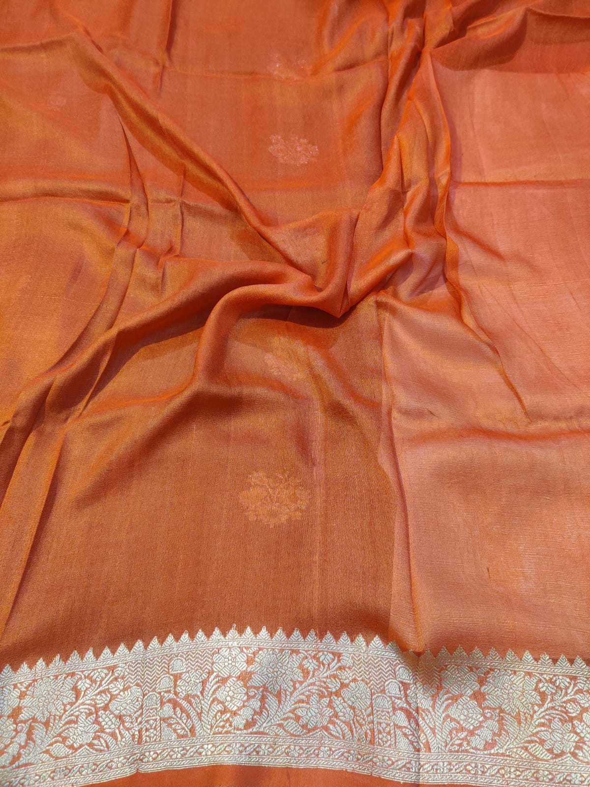 Banarasi Pure 100% Khaddi Tussar Georgette Handloom Kadua Floral Buti Saree