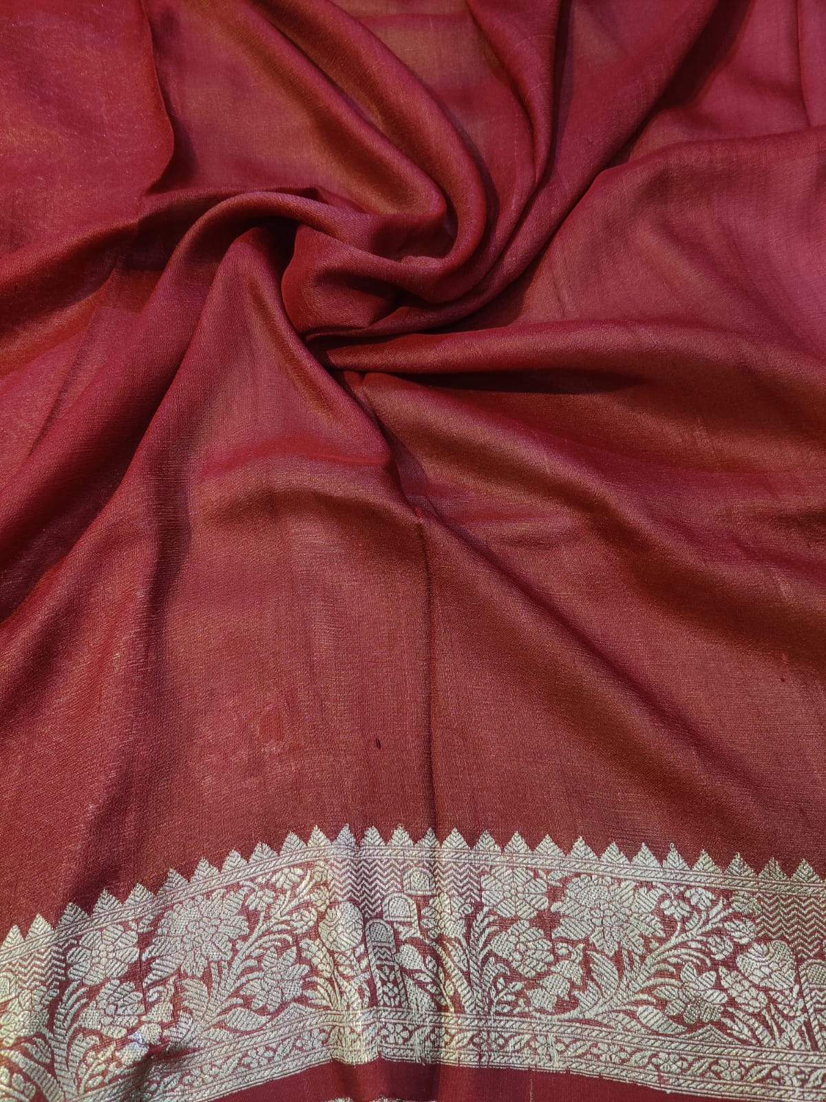 Banarasi Pure Khaddi Tussar Georgette Handloom Kadua Saree – Pistachio Green with Multicolour Floral Buta & Antique Zari Border