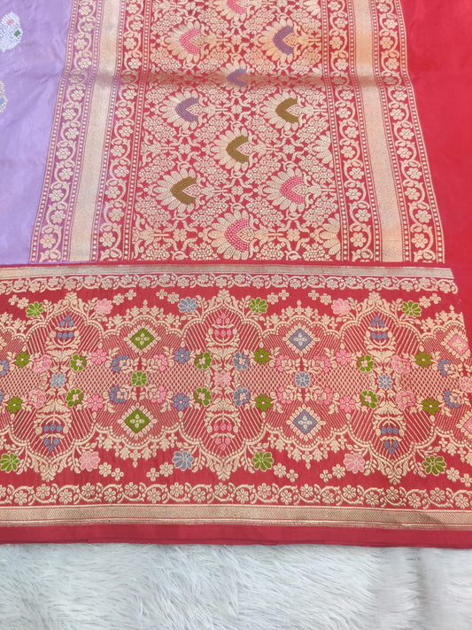Banarasi 100% Pure Handloom Double Katan Silk Saree – Rich Meena Designer Brocade Border