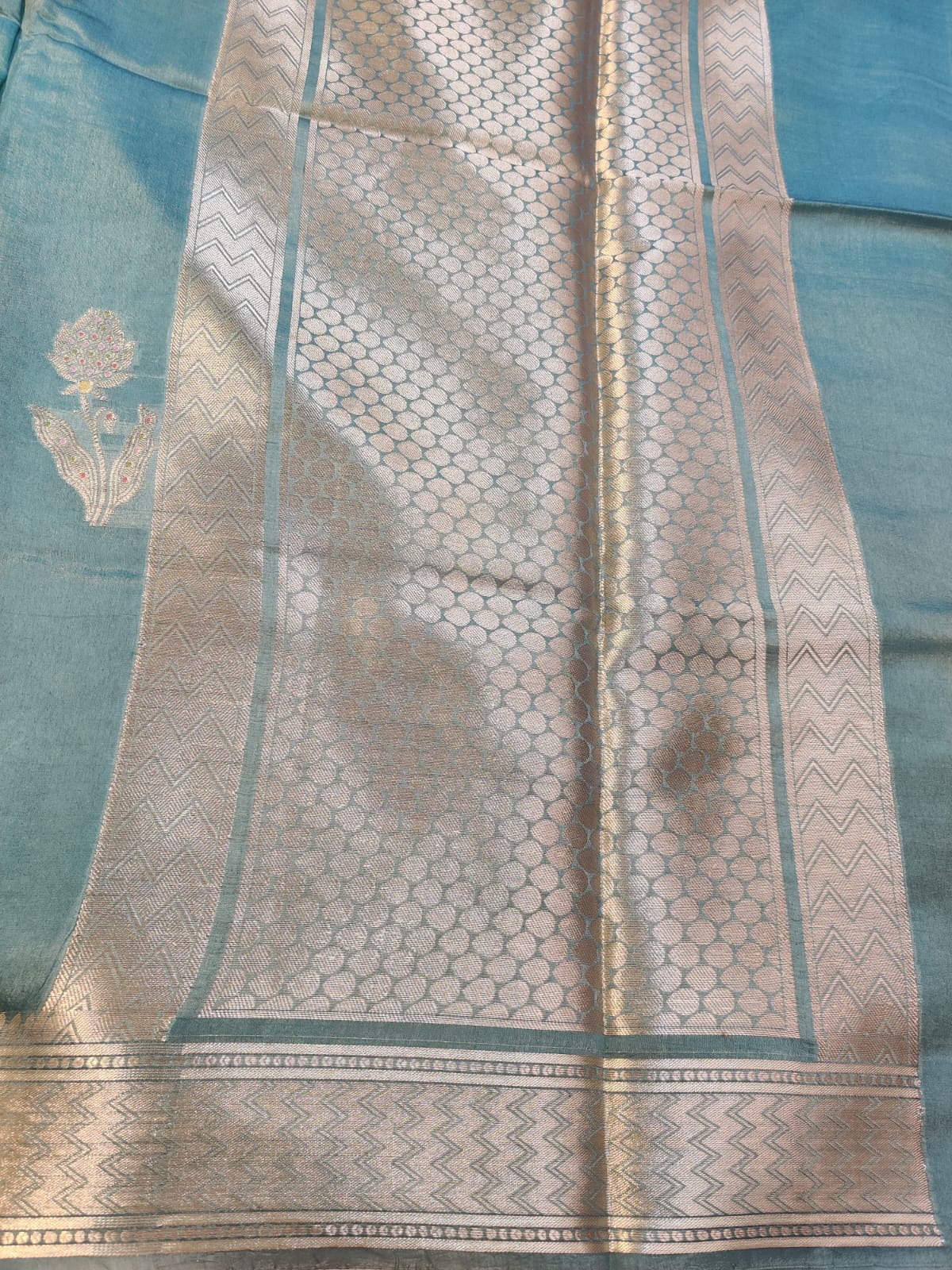 Banarasi 100% Pure Green Mango Silk Saree