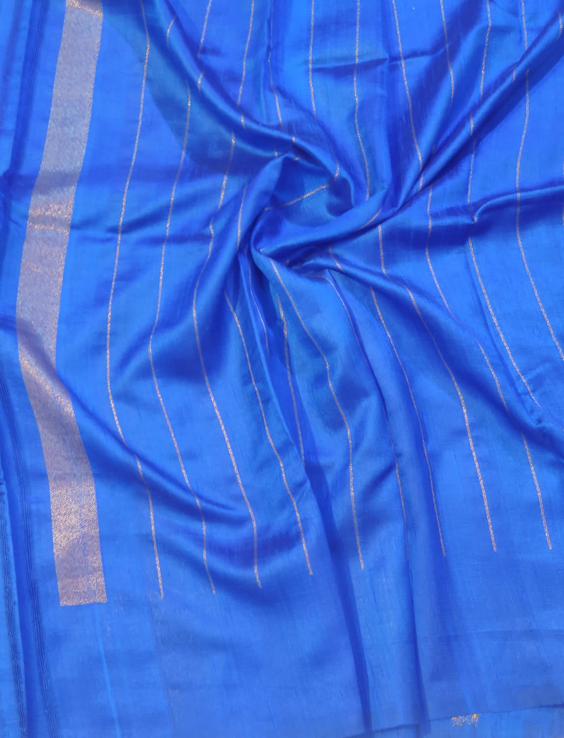 Banarasi 100% Pure Raw Silk Handloom Royal Blue Tree Motif Saree