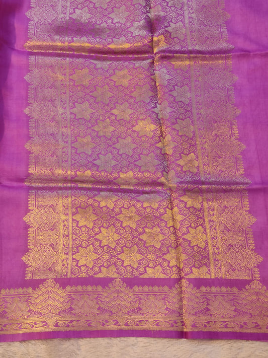 Banarasi 100% Pure Handwoven Mashru Premium Silk Saree – Royal Purple Zari Elegance