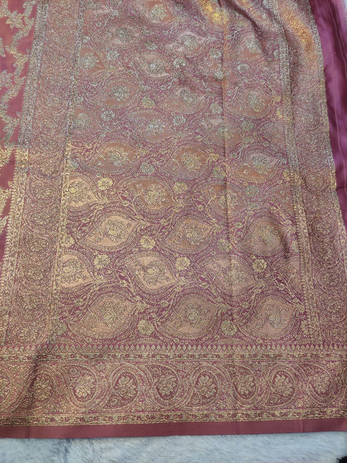 Banarasi Mix Katan Silk Saree with Floral Jaal and Ornate Paisley Zari Border