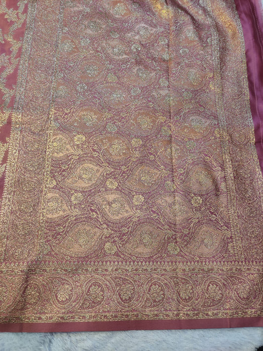 Banarasi Mix Katan Silk Saree with Floral Jaal and Ornate Paisley Zari Border
