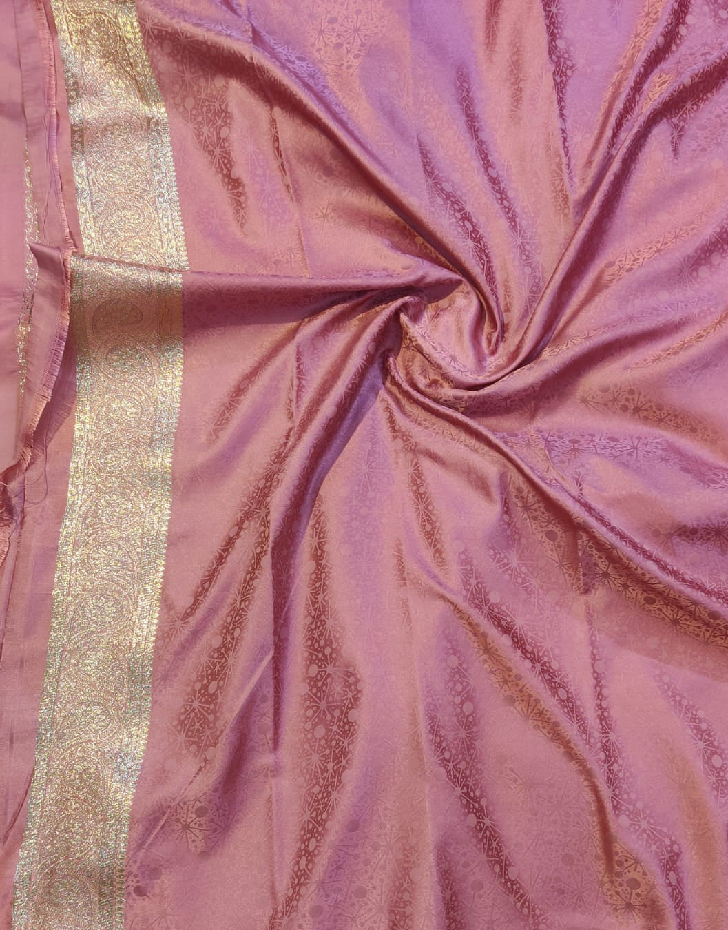 Banarasi Mix Katan Silk Saree with Floral Jaal and Ornate Paisley Zari Border