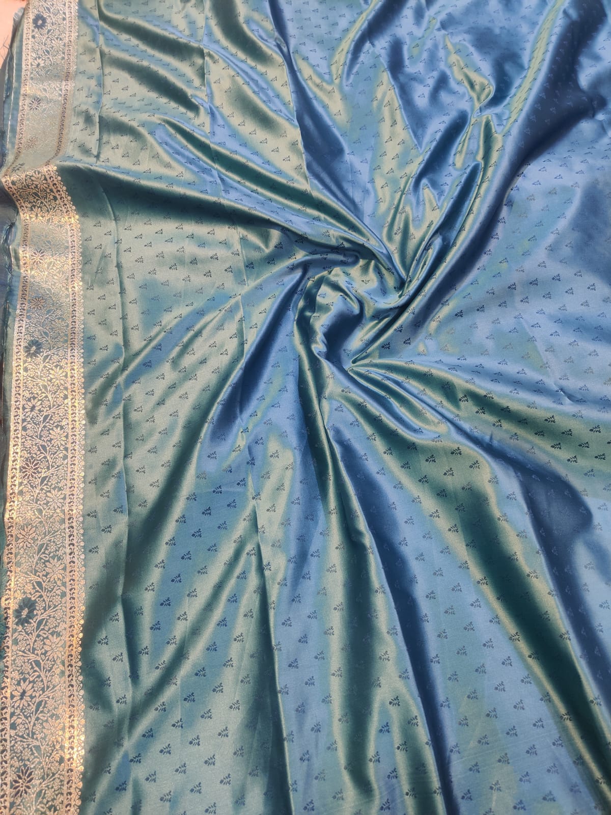 Banarasi Mix Katan Silk Saree with Floral Cluster Bootis and Meenakari Arch Pallu