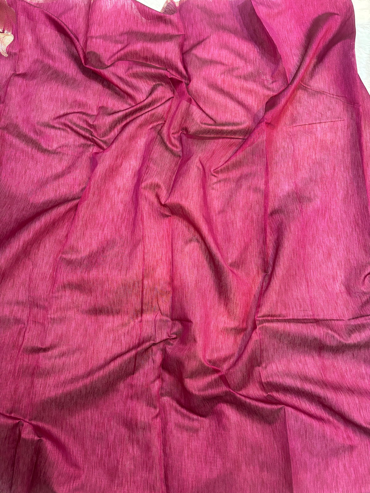 Banarasi Matka Silk Saree – Rich Plum Pink with Gold Zari Tulip Bootas