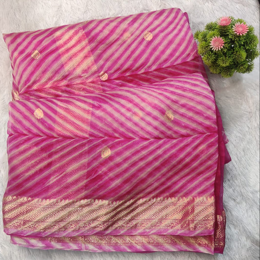 Banarasi Kora Organza Arashi Dyeing Kadua Interlock Weaving Designer Saree
