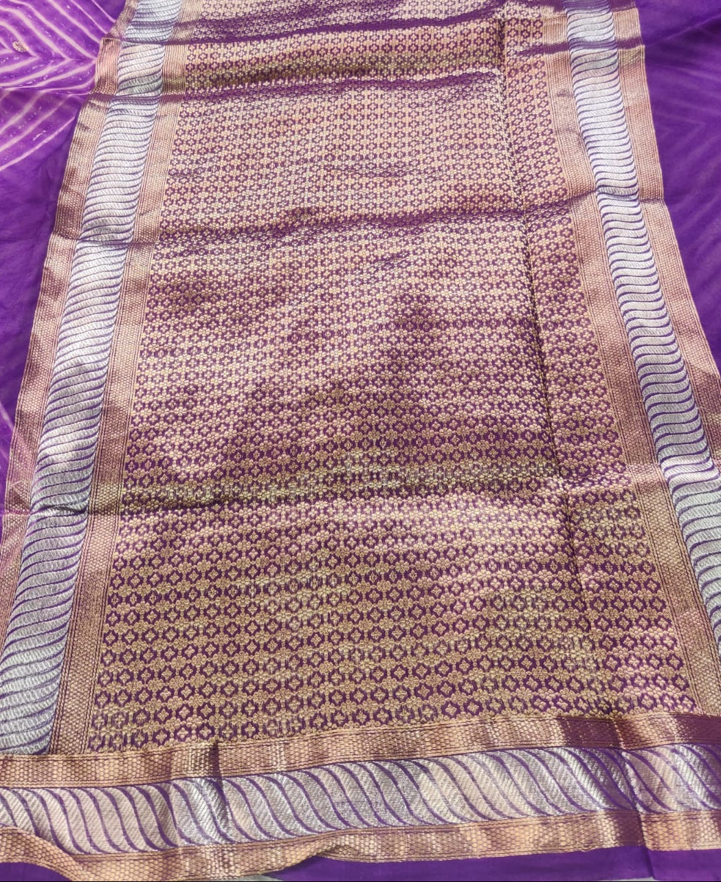 Banarasi Kora Organza Arashi Dyeing Kadua Interlock Weaving Designer Saree