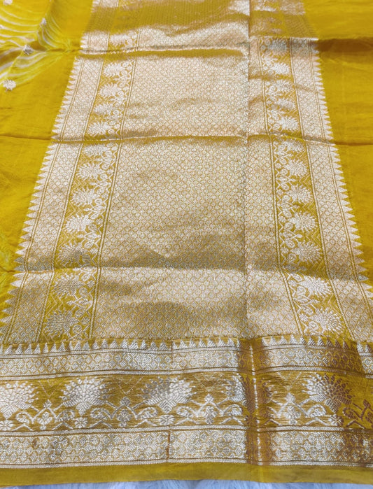 Banarasi Kora Organza Arashi Dyeing Kadua Interlock Weaving Designer Saree