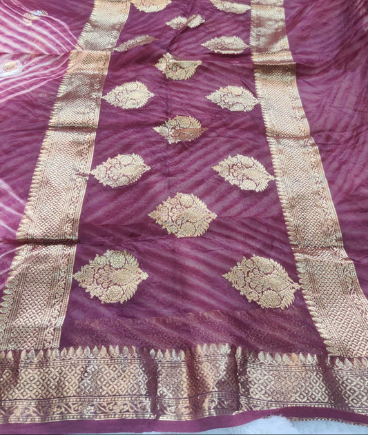 Banarasi Kora Organza Arashi Dyeing Kadua Interlock Weaving Designer Saree