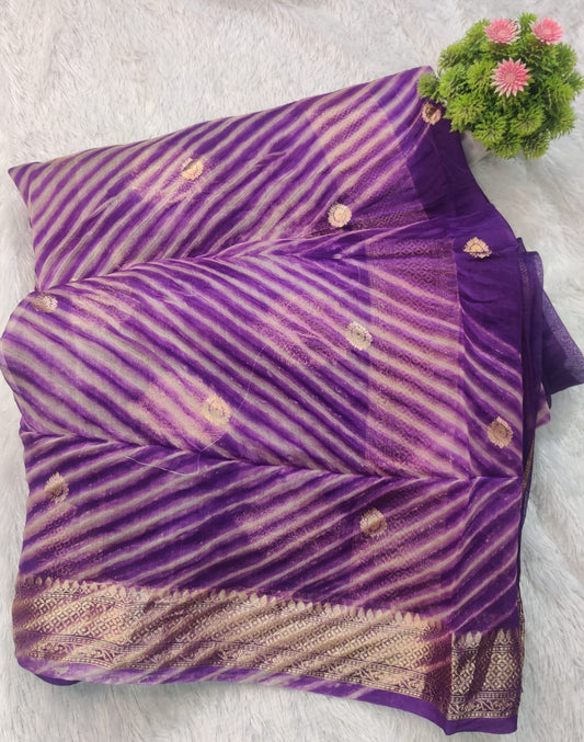 Banarasi Kora Organza Arashi Dyeing Kadua Interlock Weaving Designer Saree