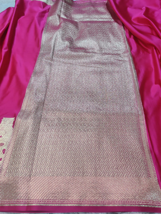 Banarasi Mashroo Satin Katan Silk Designer Saree – Banaras Ghat Zari Weave