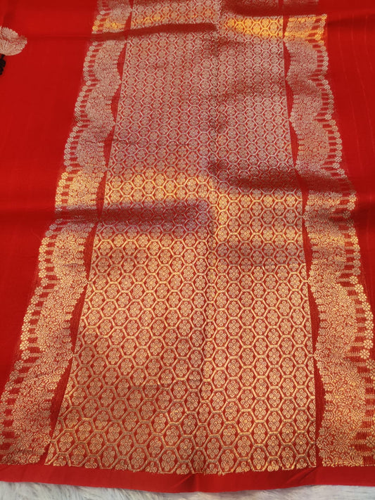 Banarasi 100% Pure Kora Organza Handwoven Tree Buti Saree