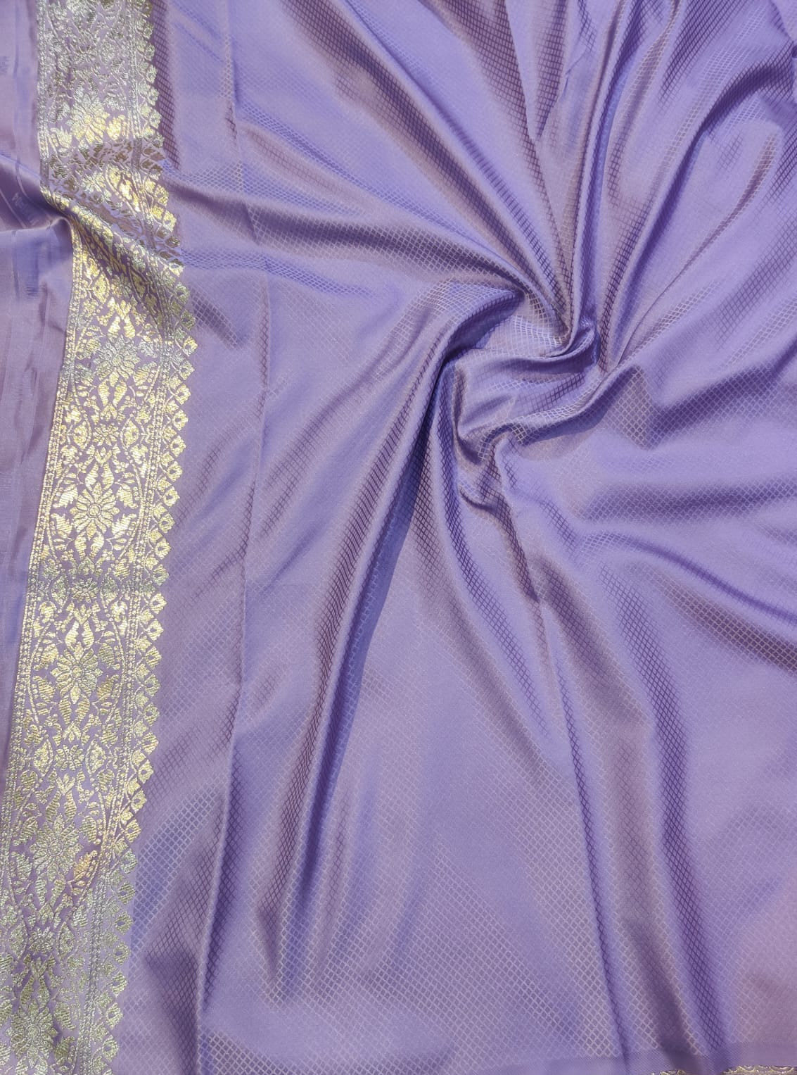 Banarasi Mix Katan Silk Saree – Lavender Purple with Antique Gold & Silver Zari