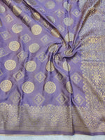 Banarasi Mix Katan Silk Saree – Lavender Purple with Antique Gold & Silver Zari