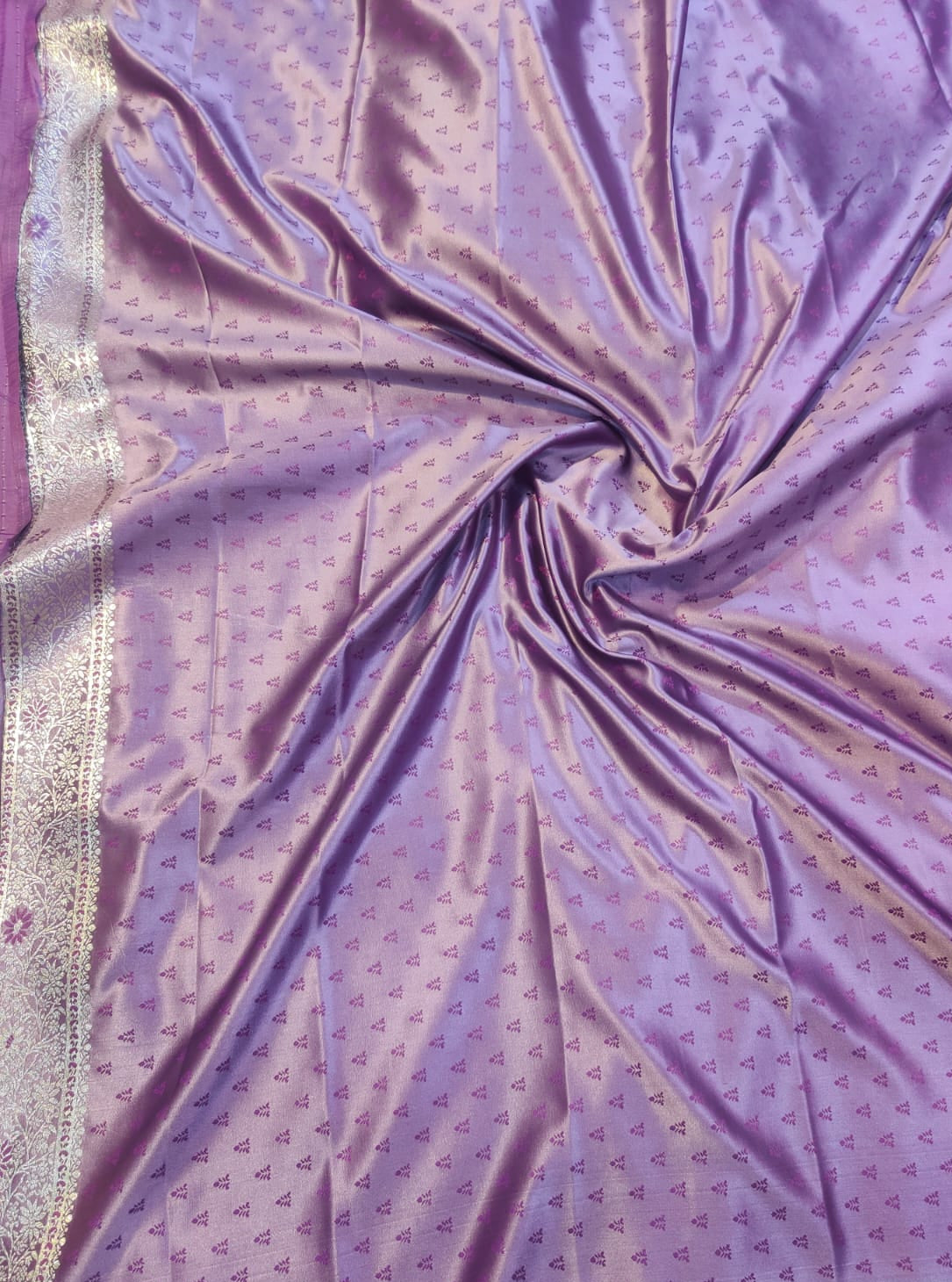 Banarasi Mix Katan Silk Saree with Floral Cluster Bootis and Meenakari Arch Pallu