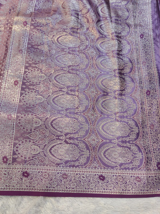 Banarasi Mix Katan Silk Saree with Floral Cluster Bootis and Meenakari Arch Pallu