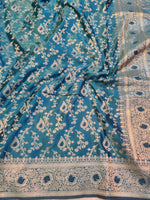 Banarasi Mix Katan Silk Saree with Floral Vine Jaal and Meenakari Rosette Zari Border