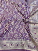 Banarasi Mix Katan Silk Saree with Floral Vine Jaal and Meenakari Rosette Zari Border