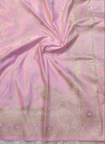 Banarasi Mix Katan Silk Saree with Paisley Floral Bootis and Meenakari Kalga Corner Pallu