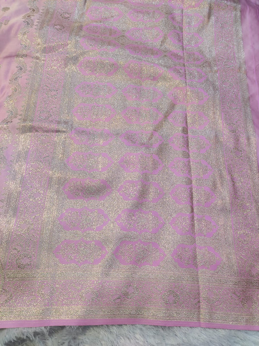 Banarasi Mix Katan Silk Saree with Paisley Floral Bootis and Meenakari Kalga Corner Pallu